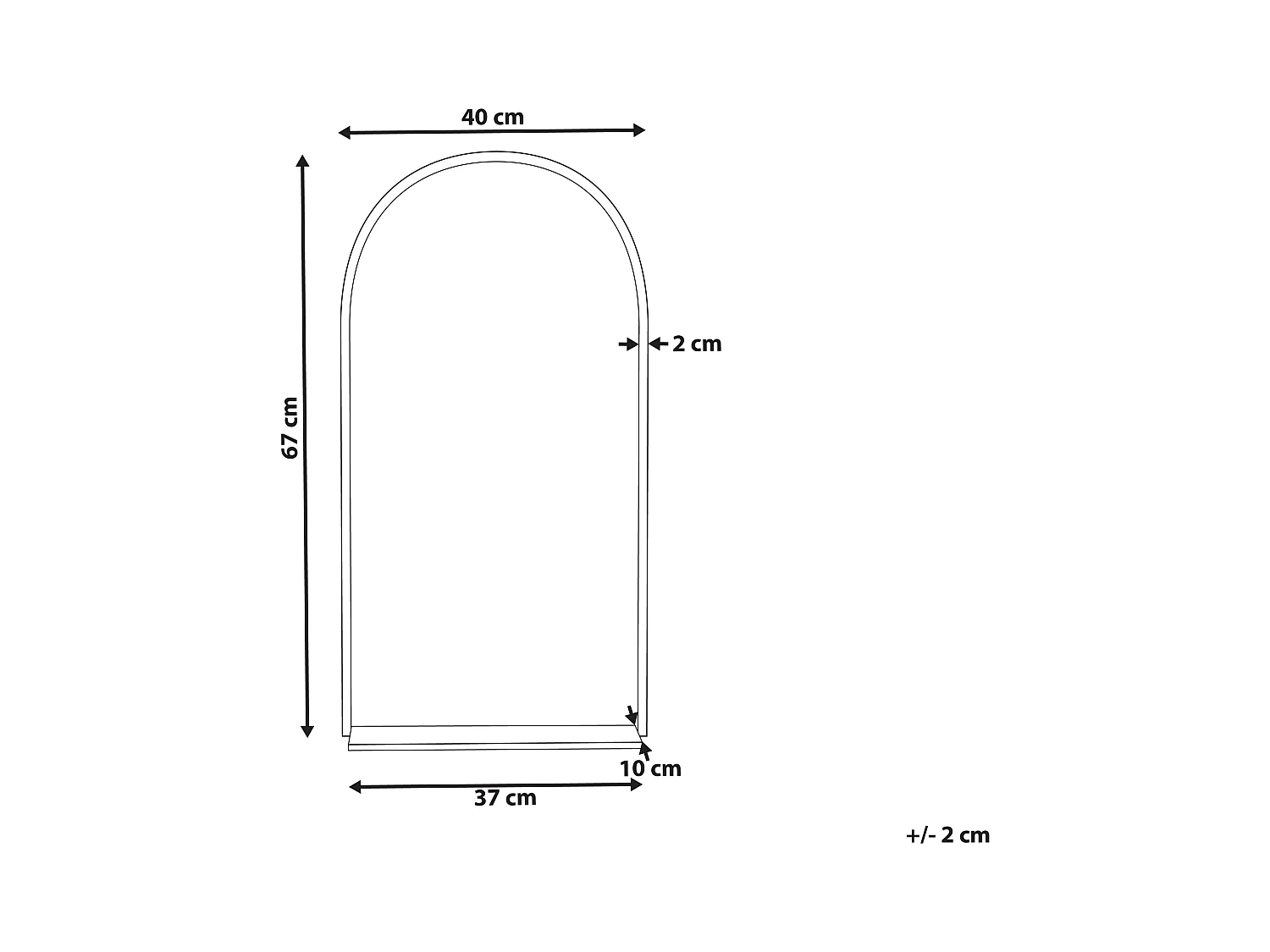 Espelho de parede com prateleira DOMME 40 cm 67 cm Metal Preto