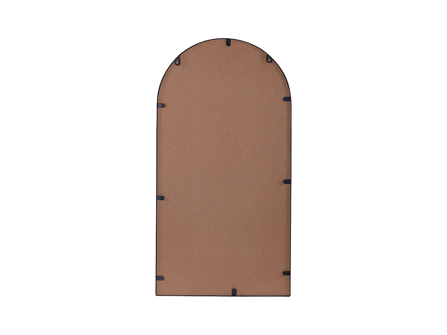 Deko-Wandspiegel silber halbrund 40x67 cm mit Rahmen schwarz Ablage kupfer Domme