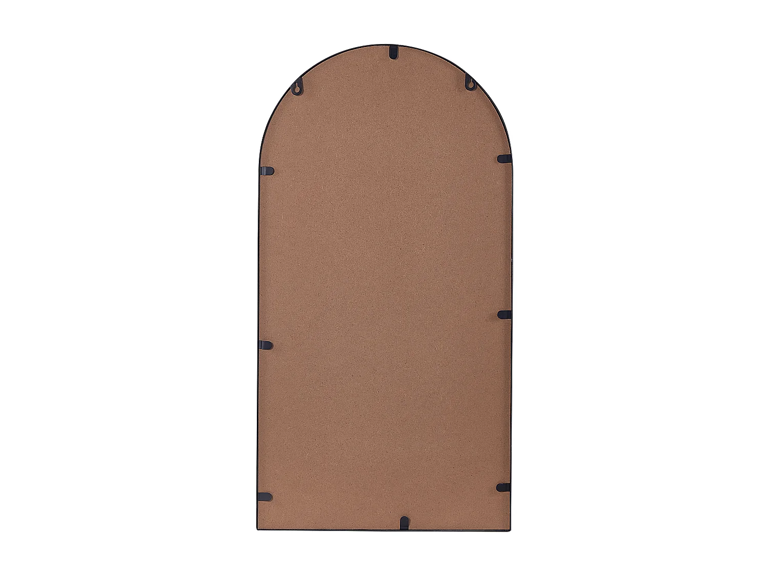 Deko-Wandspiegel silber halbrund 40x67 cm mit Rahmen schwarz Ablage kupfer Domme