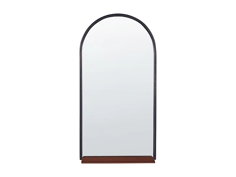 Deko-Wandspiegel silber halbrund 40x67 cm mit Rahmen schwarz Ablage kupfer Domme