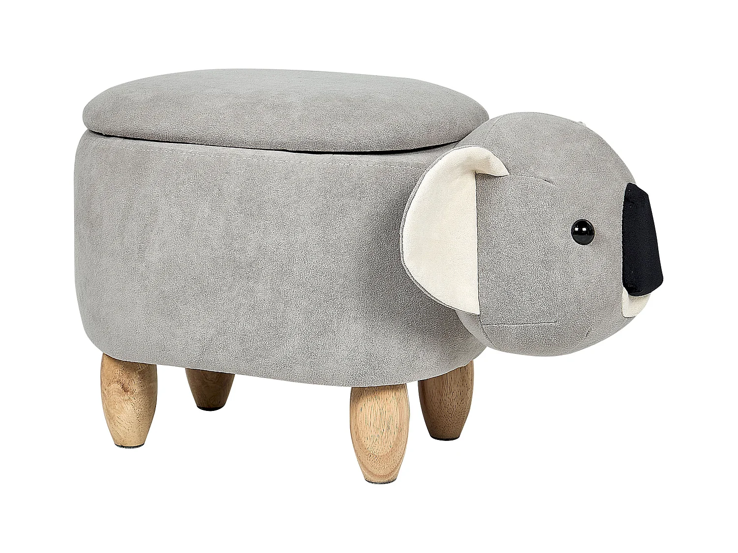 Tabouret de rangement animal COALA Velours Gris clair