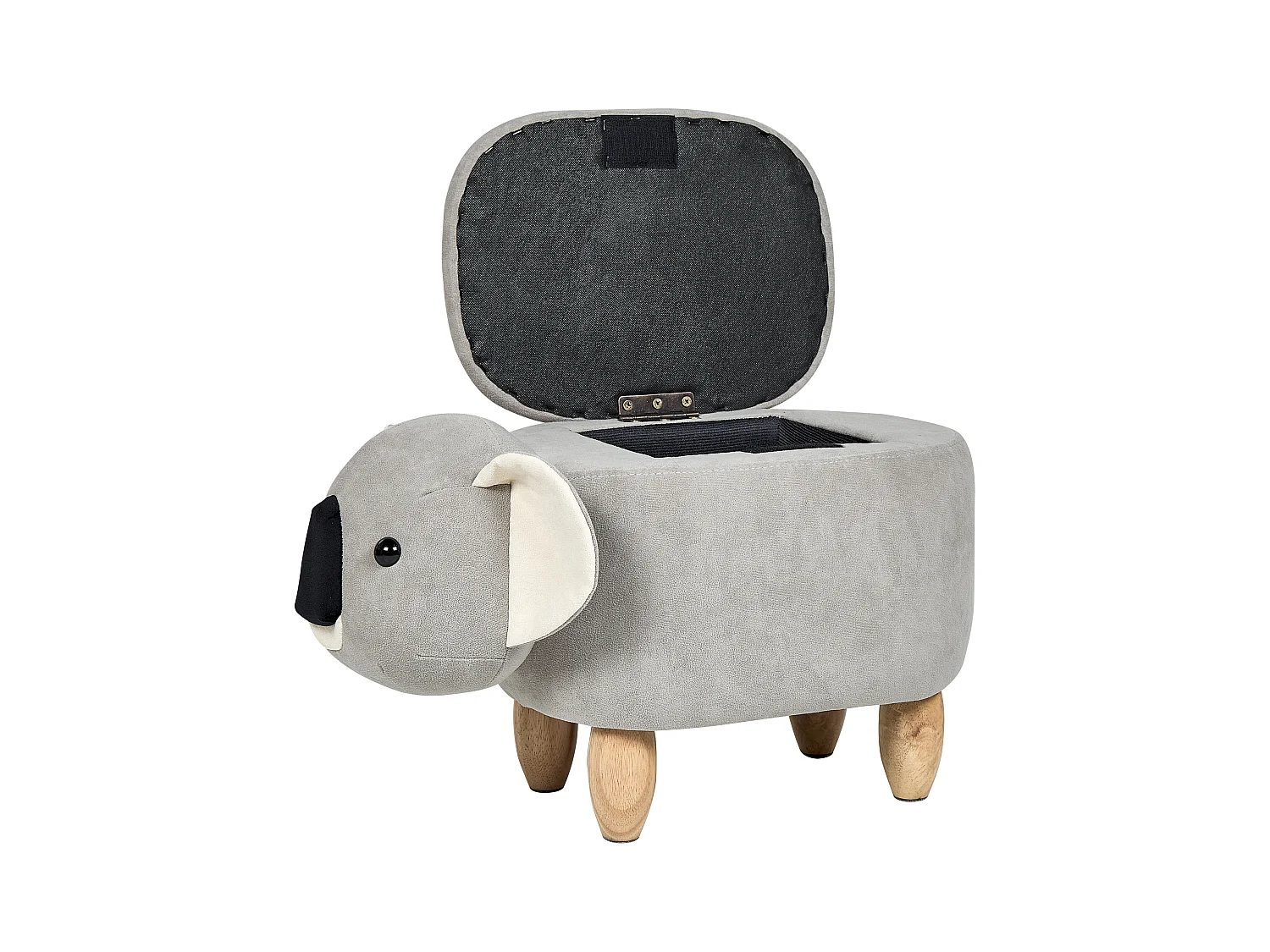 Tabouret de rangement animal COALA Velours Gris clair