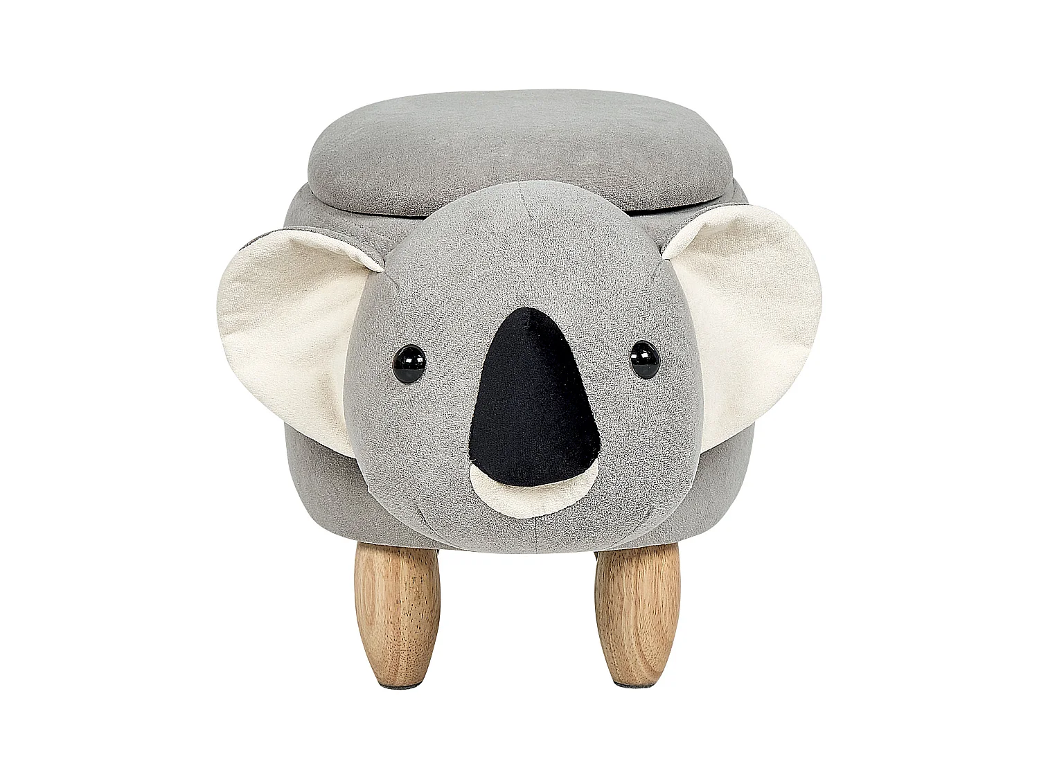 Tabouret de rangement animal COALA Velours Gris clair