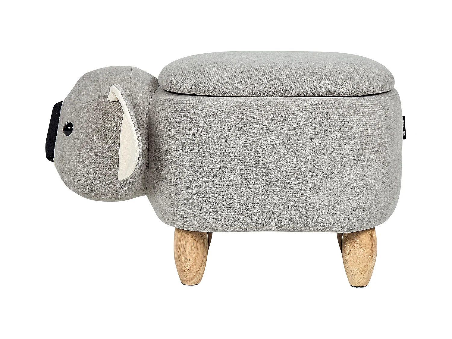 Tabouret de rangement animal COALA Velours Gris clair