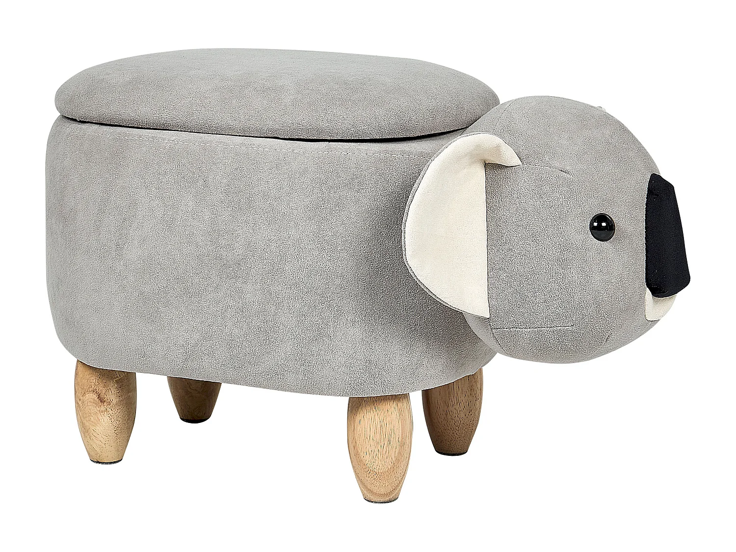 Tabouret de rangement animal COALA Velours Gris clair