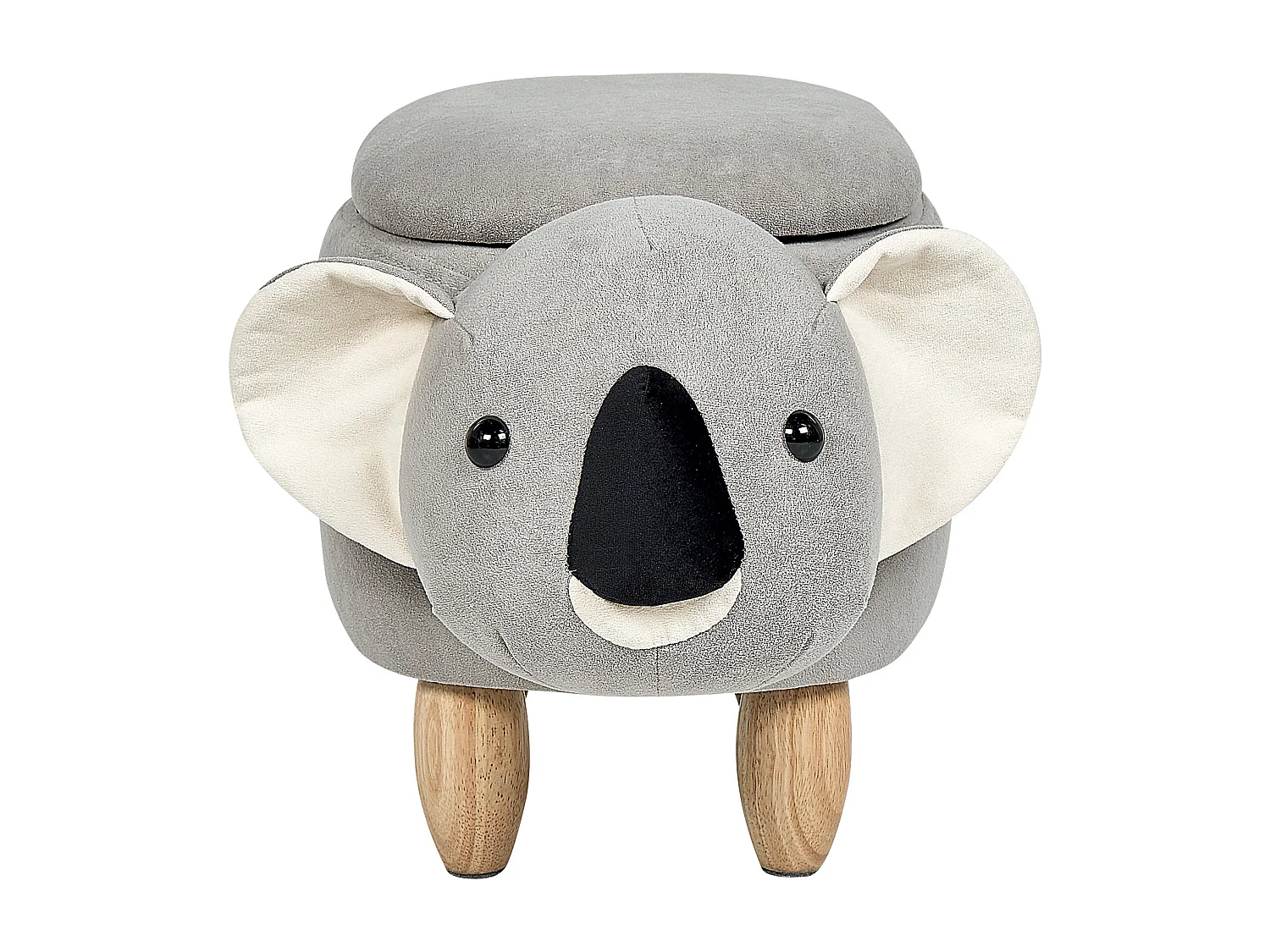 Tabouret de rangement animal COALA Velours Gris clair