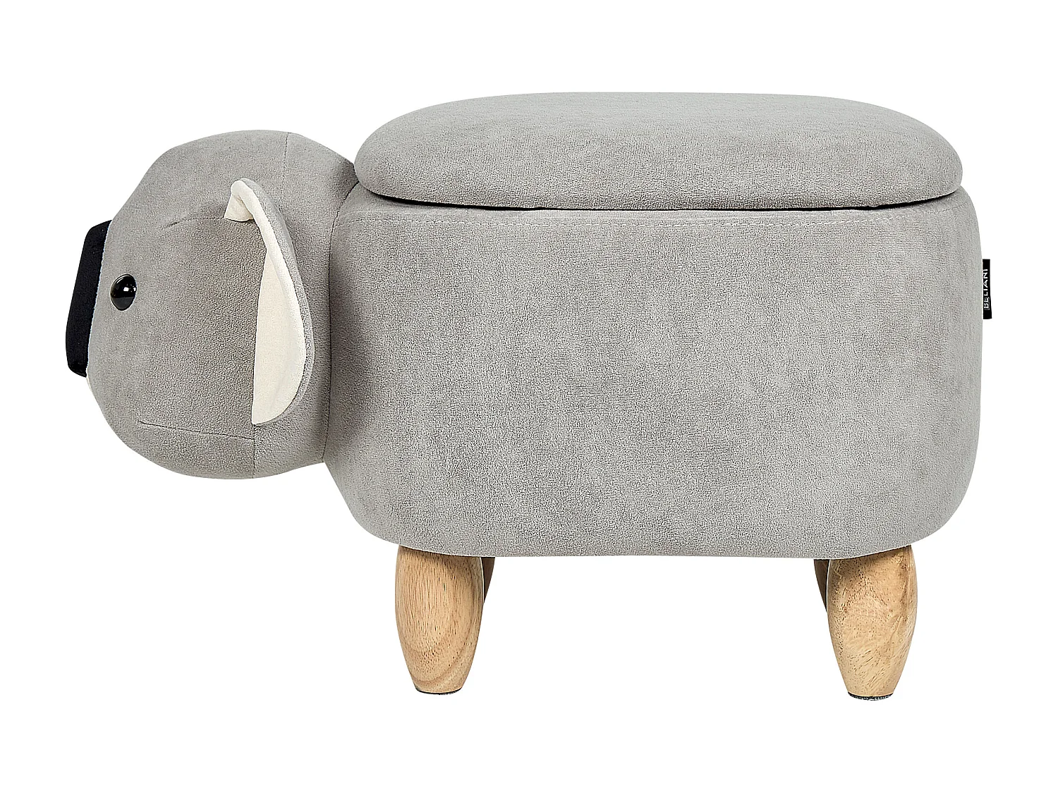 Tabouret de rangement animal COALA Velours Gris clair