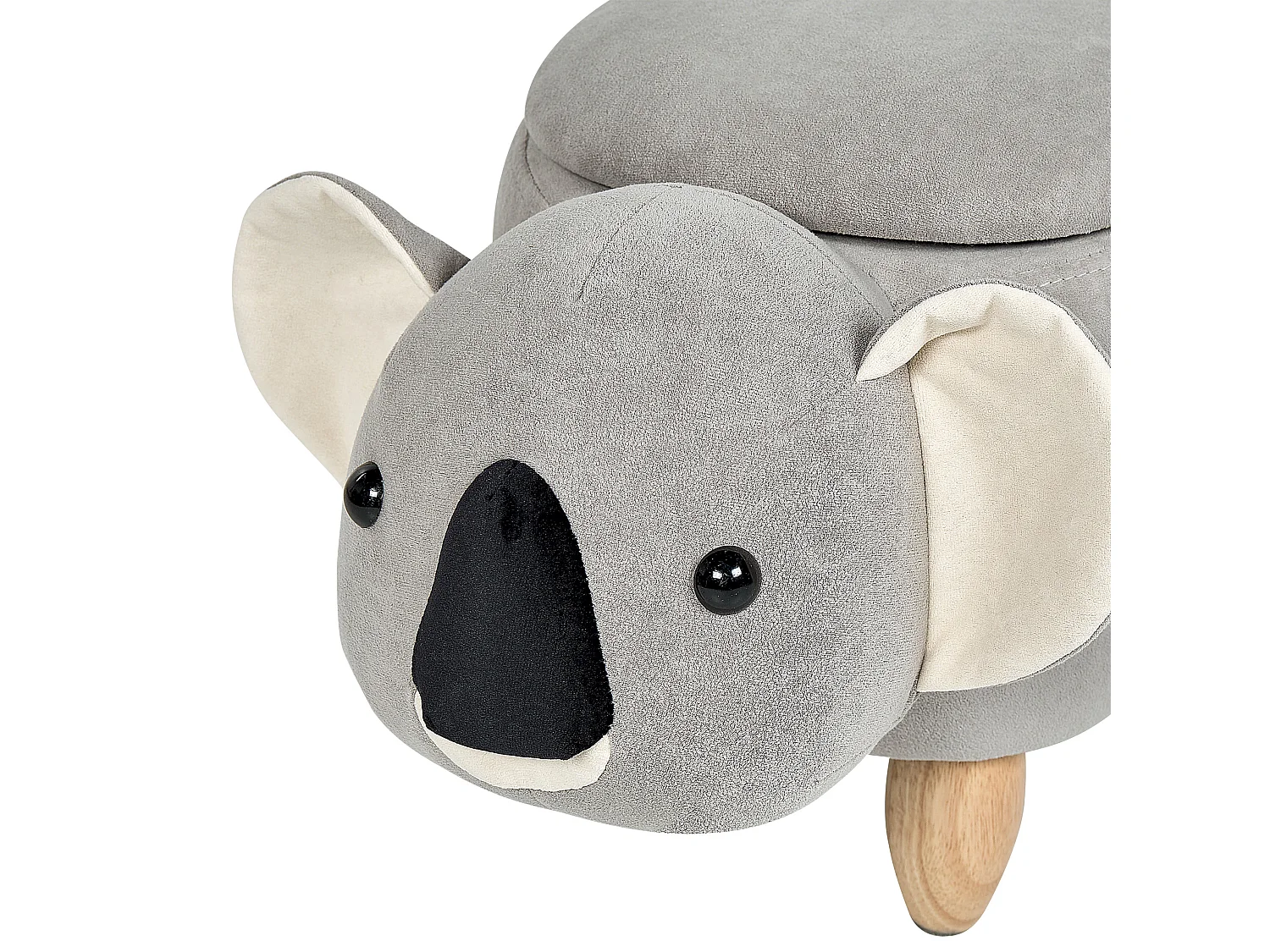 Tabouret de rangement animal COALA Velours Gris clair