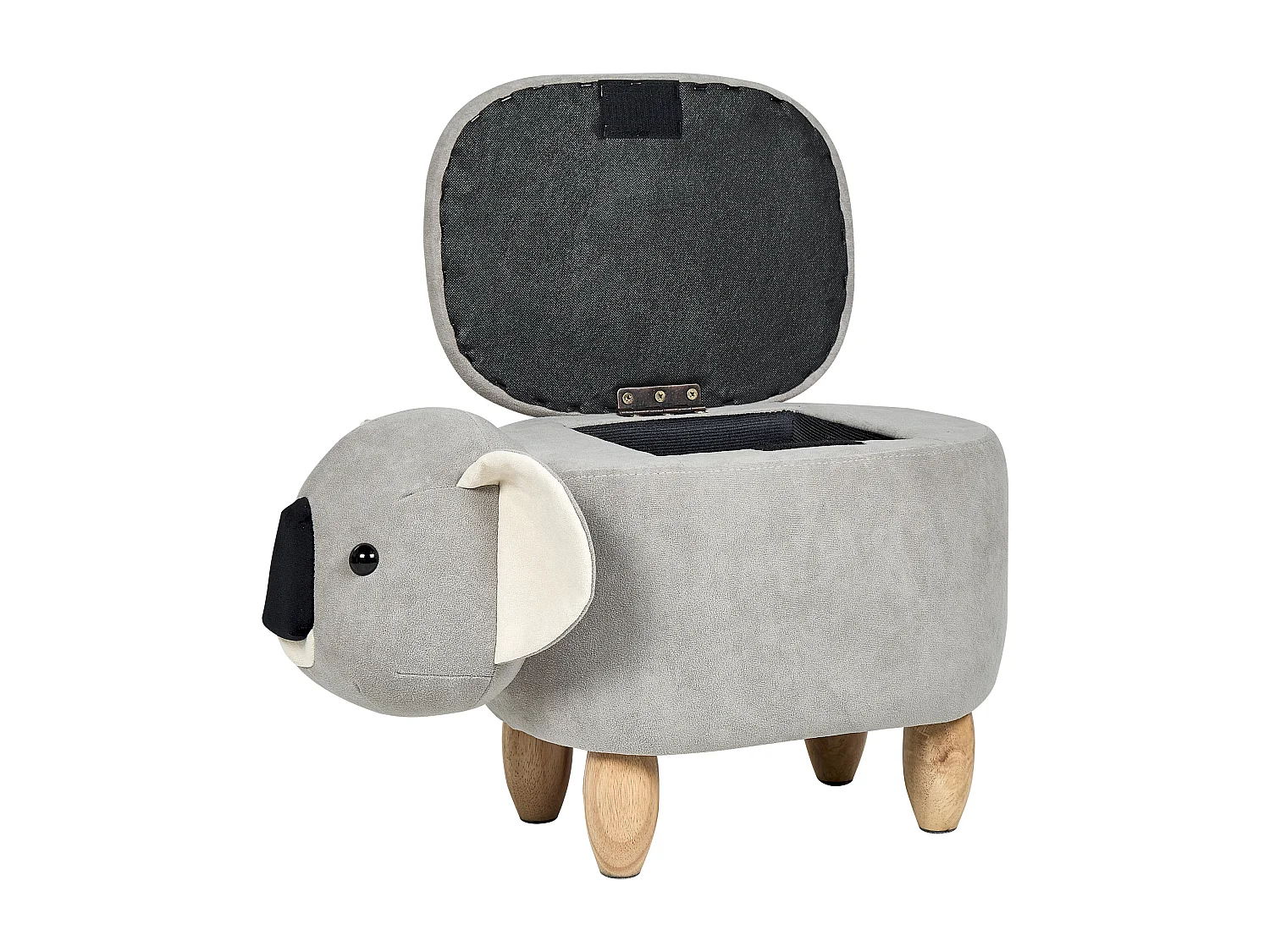 Tabouret de rangement animal COALA Velours Gris clair Koala
