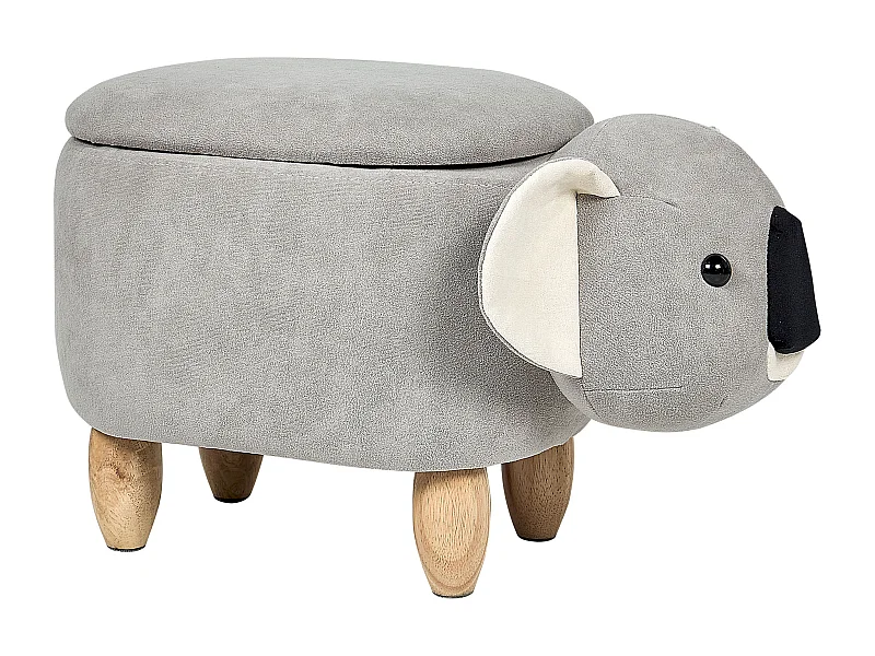 Tabouret de rangement animal COALA Velours Gris clair Koala