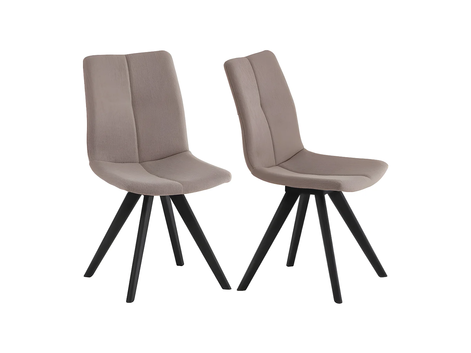 Lot de 2 chaises tissu beige et piètement en chêne massif noir - MISU