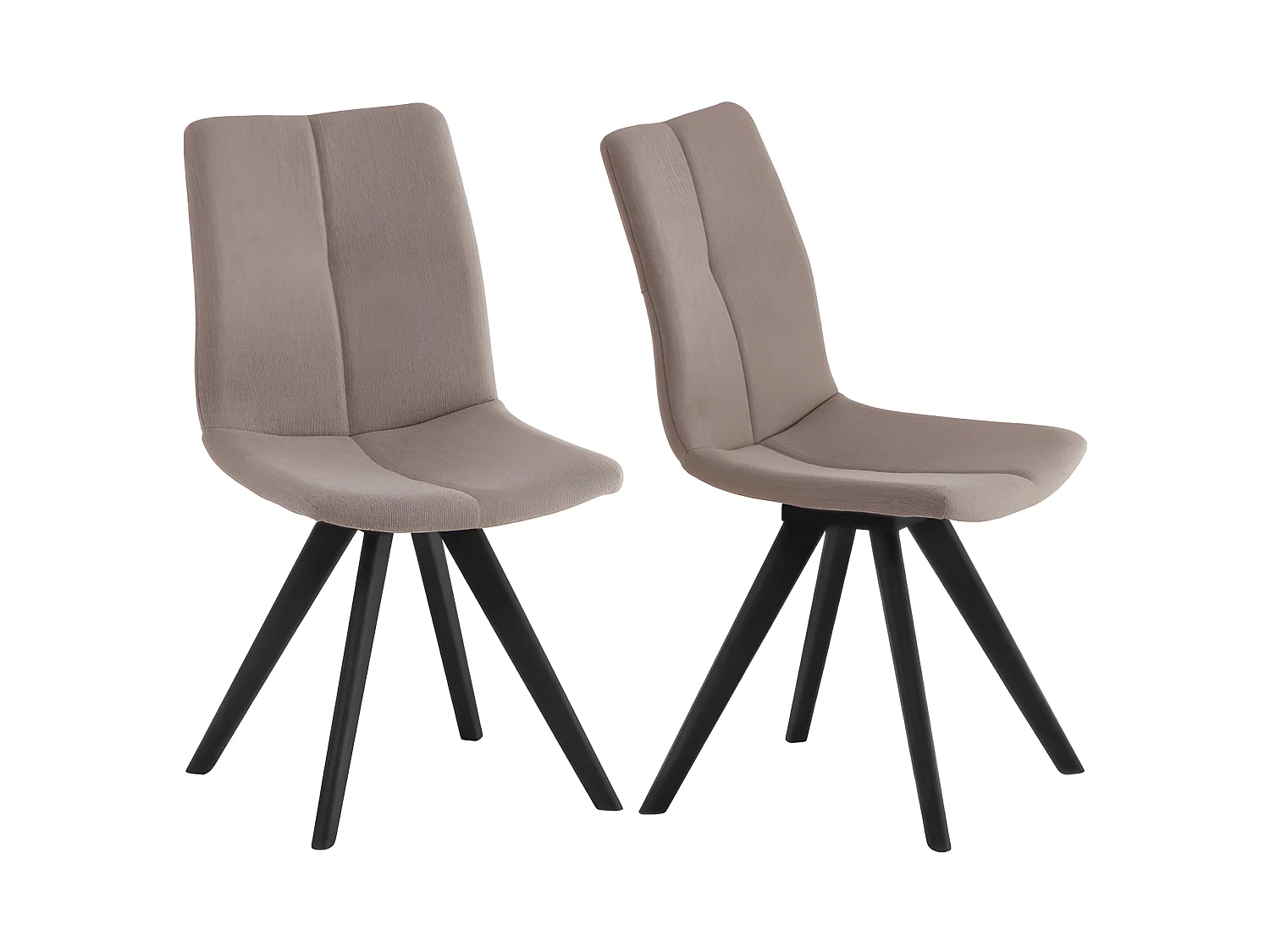 Lot de 2 chaises tissu beige et piètement en chêne massif noir - MISU