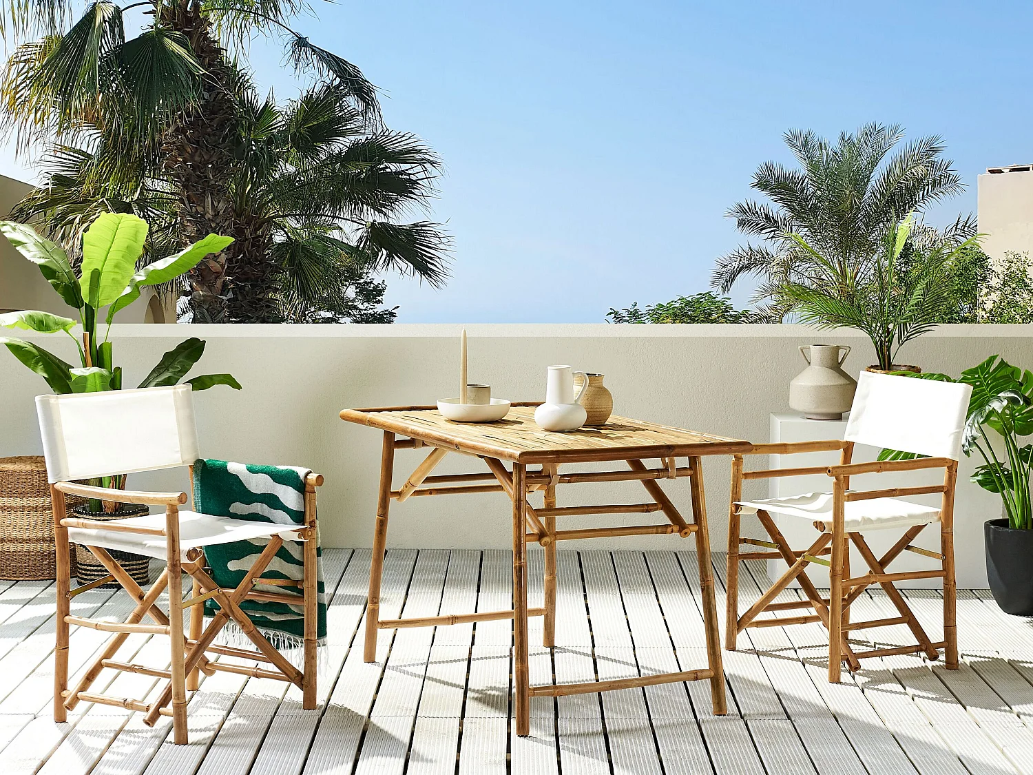 Table de salle à manger de jardin MOLISE 120 cm 69 cm Bambou Marron clair