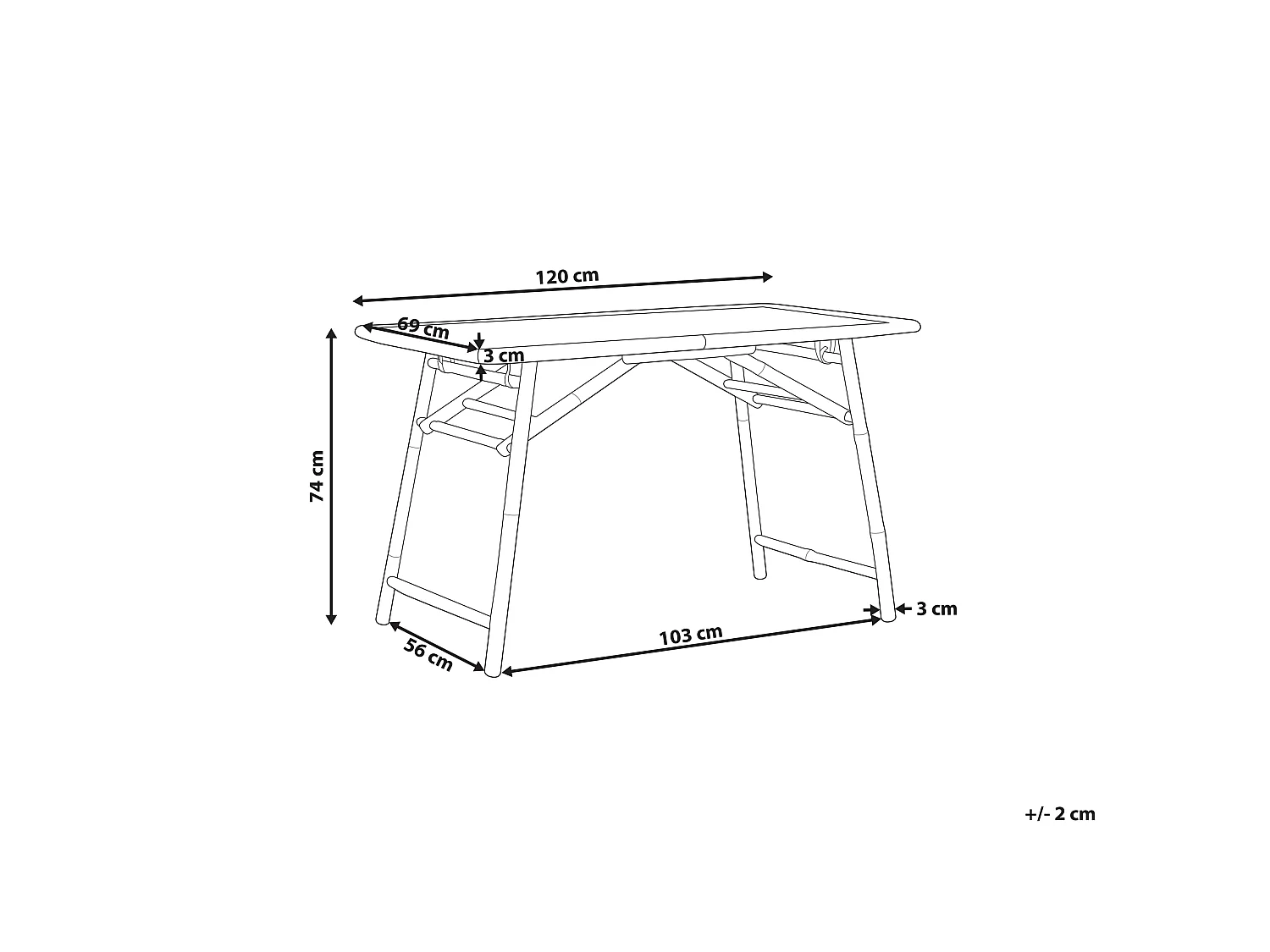 Tuin eettafel MOLISE 120 cm 69 cm Bamboehout Lichtbruin