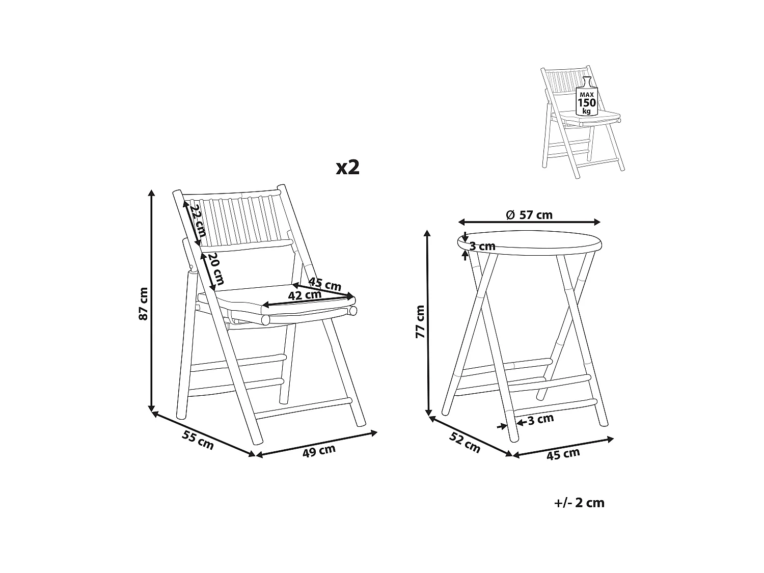 Zestaw mebli balkonowych Składane SAVELLETRI Drewno Brązowy