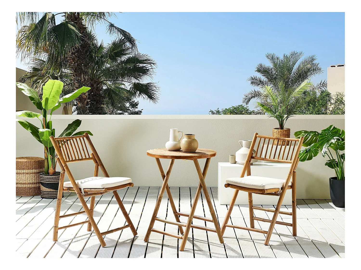 Ensemble pour bistro Pliant SAVELLETRI Bambou Marron