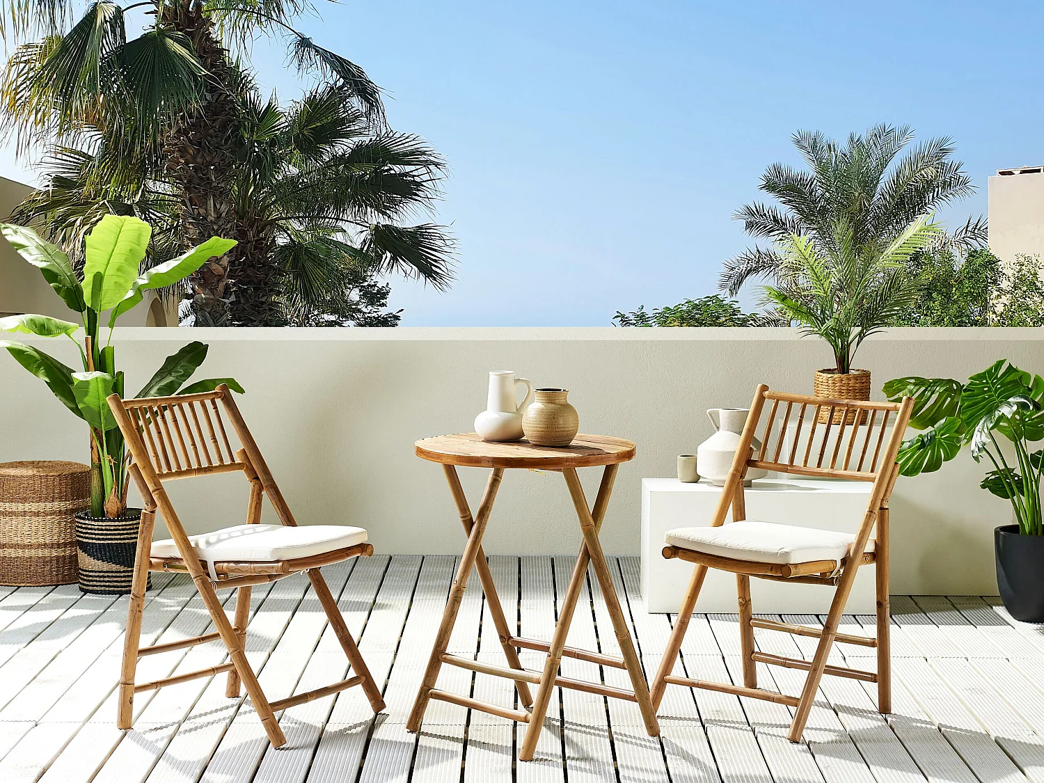 Ensemble pour bistro Pliant SAVELLETRI Bois Marron