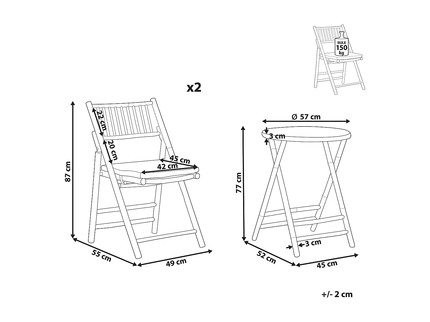 Bistro Set klappbar SAVELLETRI Holz Braun