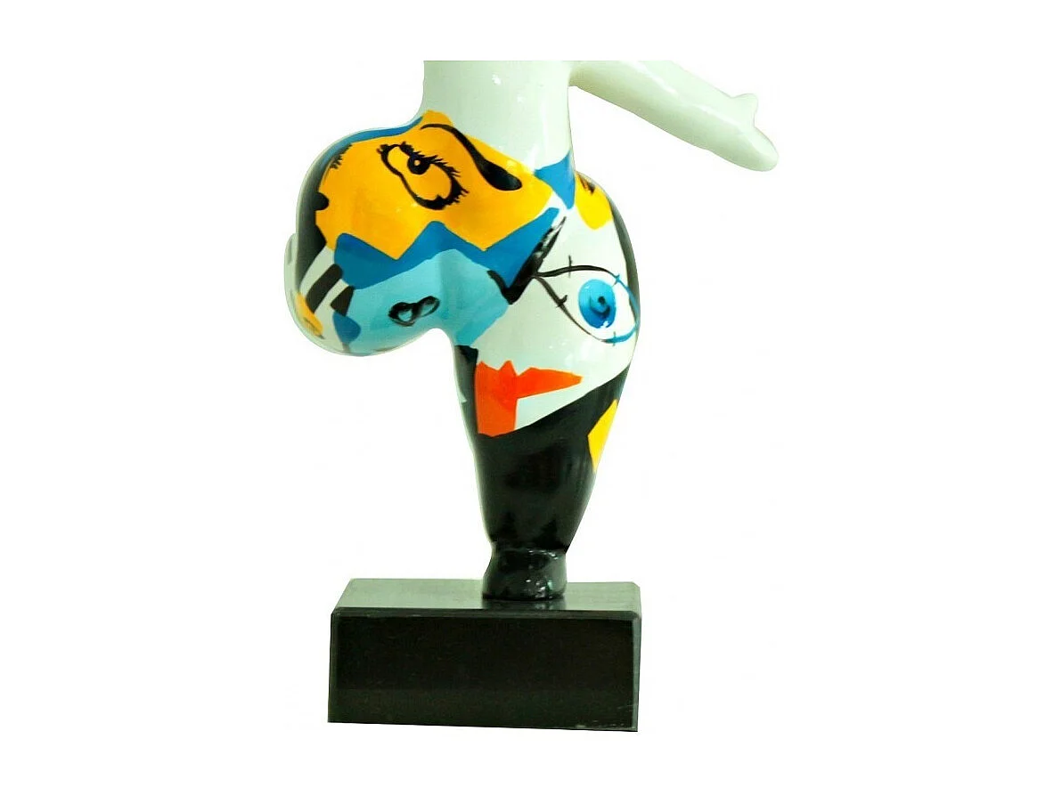 Statue femme jambe levée avec dessin abstrait H33 cm - LADY PICASSO