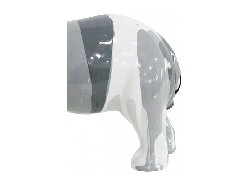 Statue éléphant avec coulures noir gris clair et foncé H20 cm - DUMBO