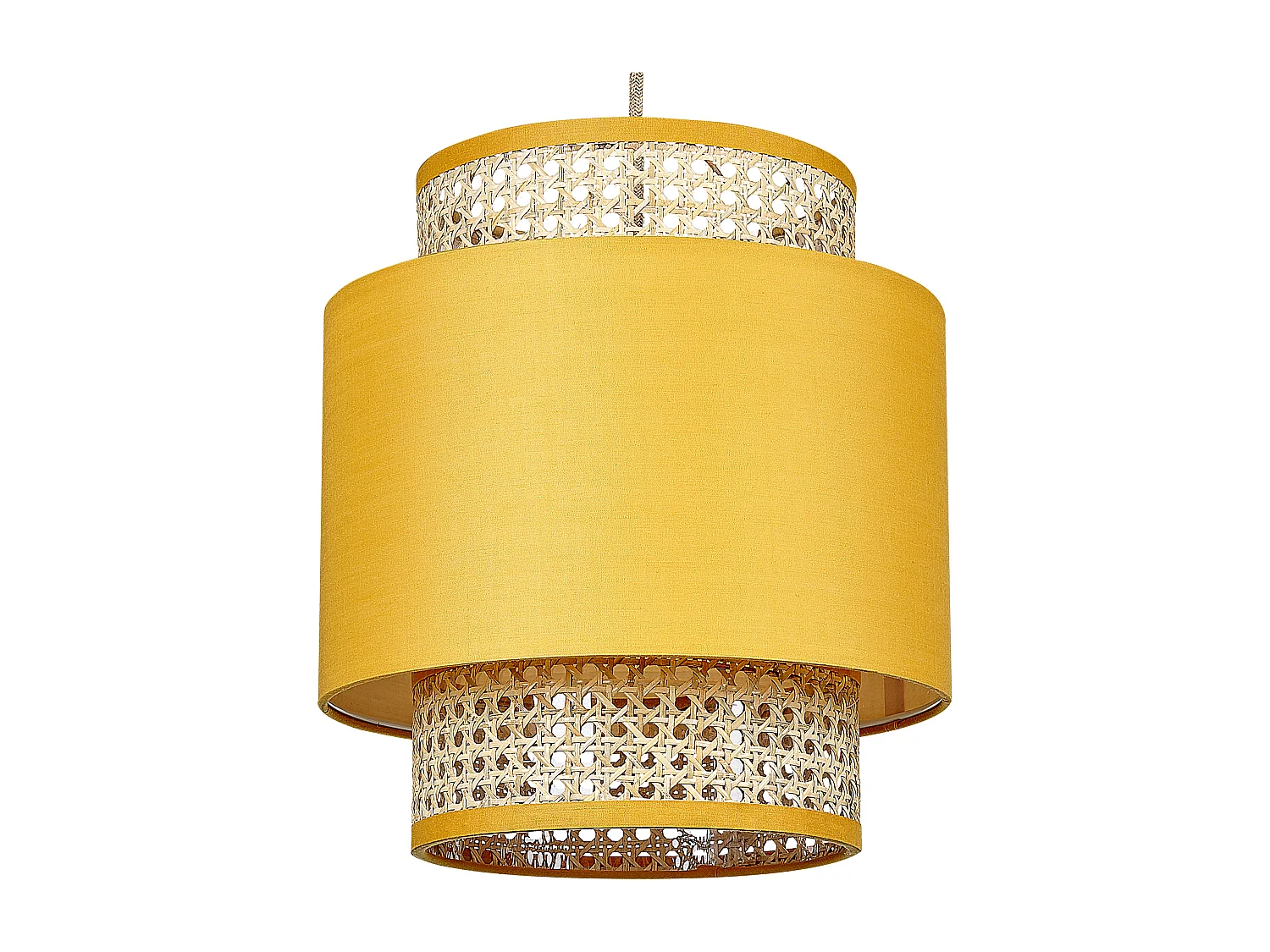 Hängelampe Stoffschirm Rattan senfgelb / natürlich BOERI