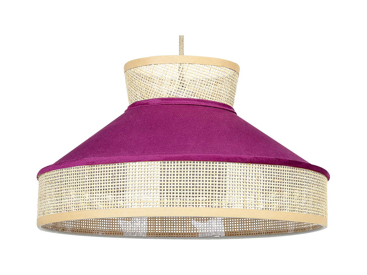 Lampe suspension BATALI Rotin Rose fushia