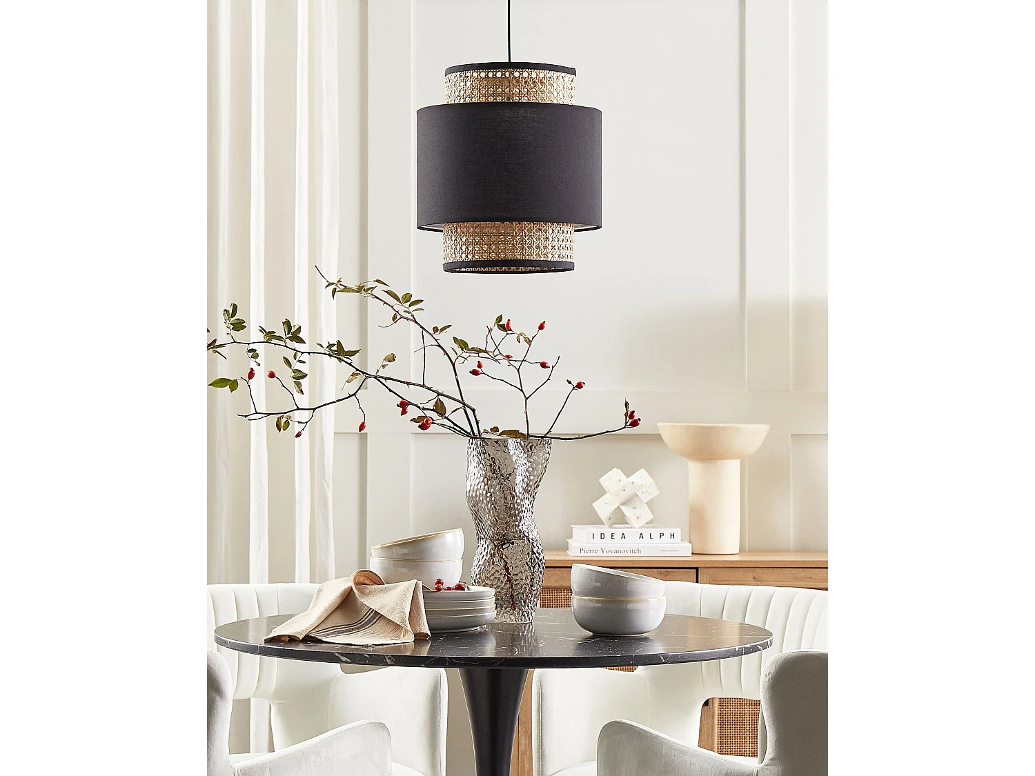 Lampadario BOERI Rattan Nero