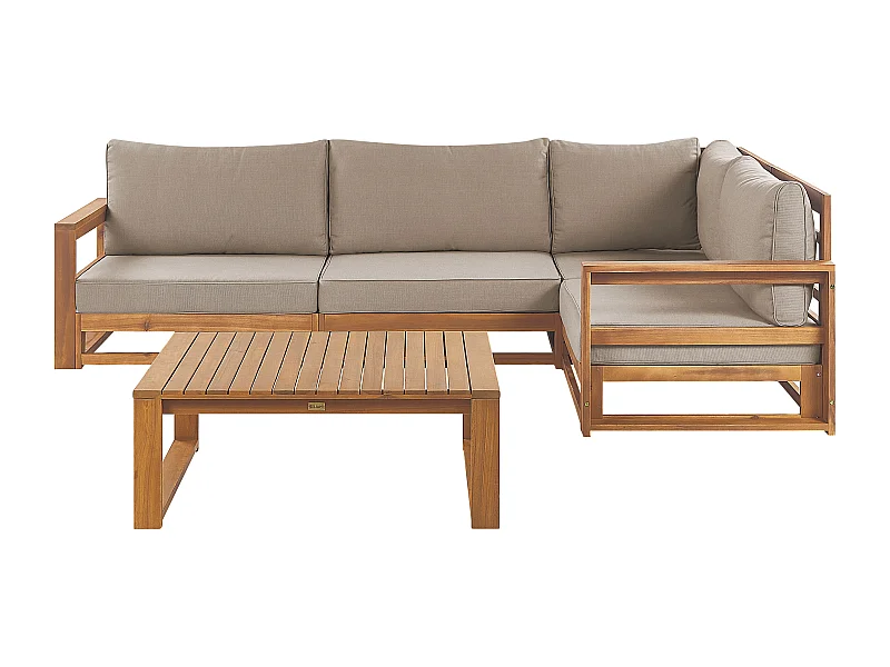 Tuin hoekloungeset met tafel 4-zitter TIMOR Linkerzijde Gecertificeerd acaciahout Lichtbruin