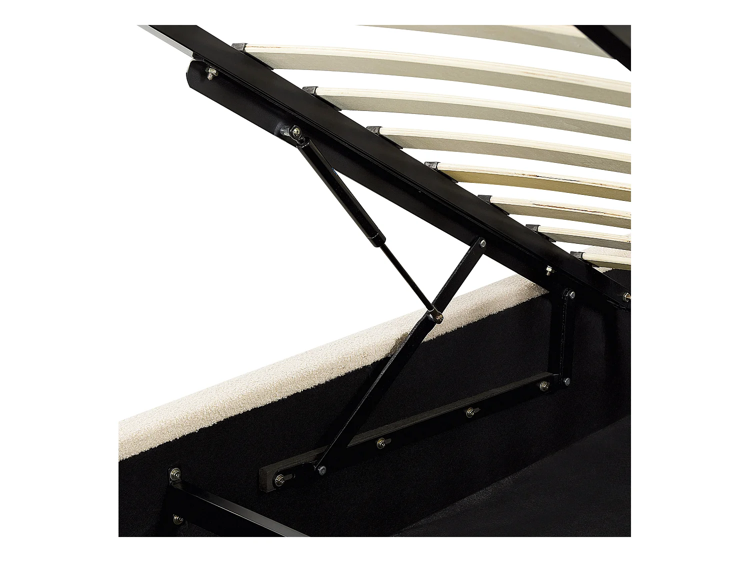 Bett Bouclé beige mit Kopfteil Bettkasten Lattenrost 160 x 200 cm Retro Vaucluse