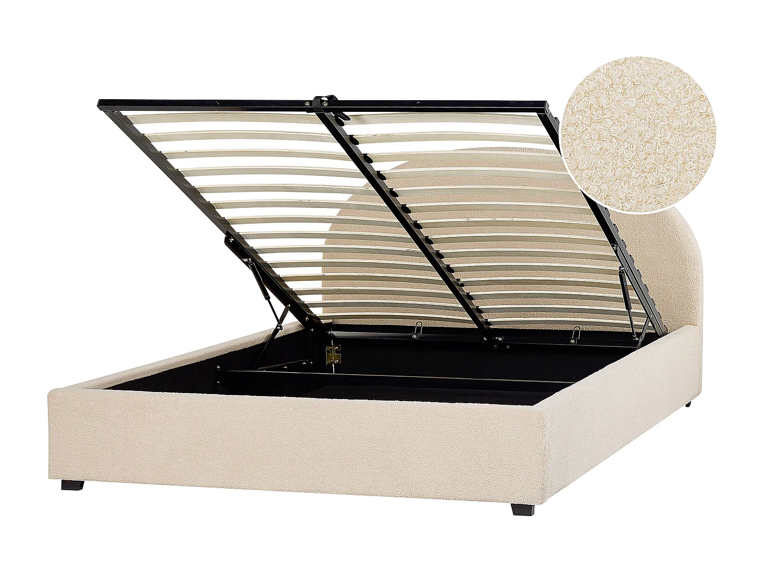 Lit ottoman Bouclé VAUCLUSE 160 x 200 cm Beige