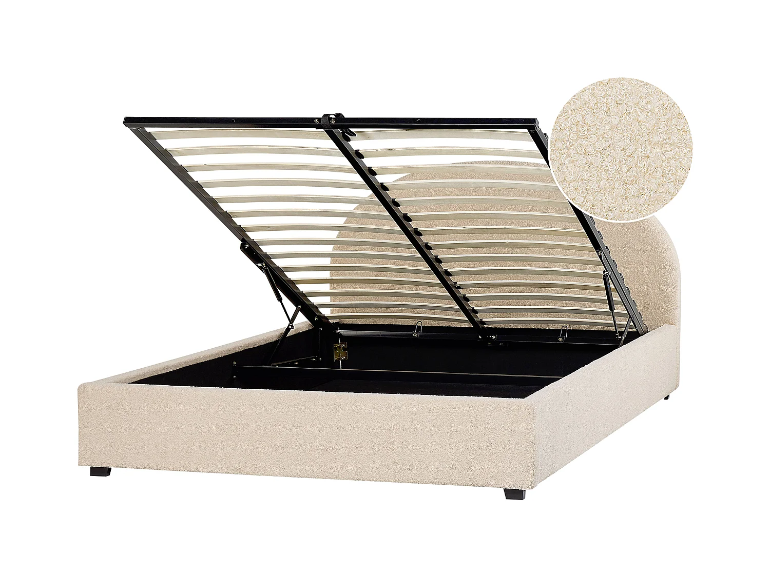 Cama baú Bouclé VAUCLUSE 140 x 200 cm Creme