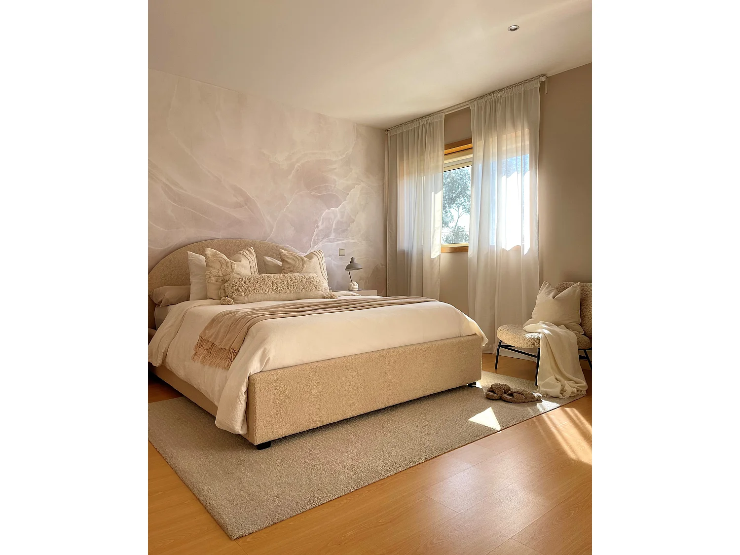Letto contenitore Bouclé VAUCLUSE 140 x 200 cm Beige