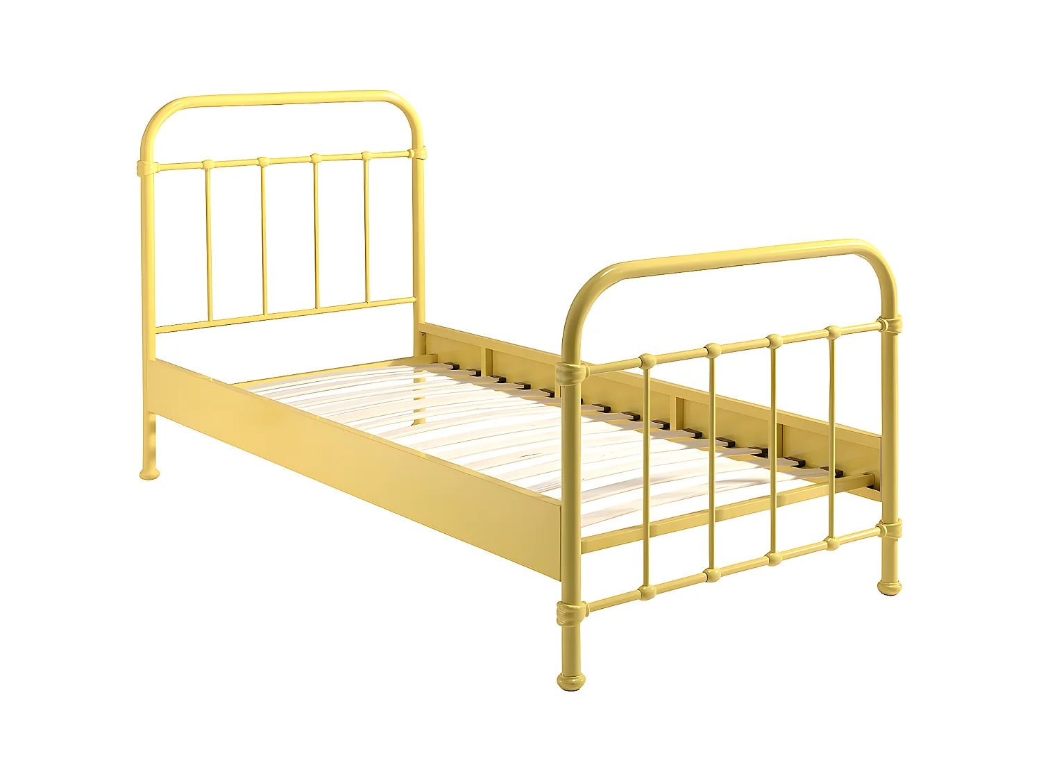 ARTEMIS - Lit à Barreaux 90x200cm en Métal Jaune