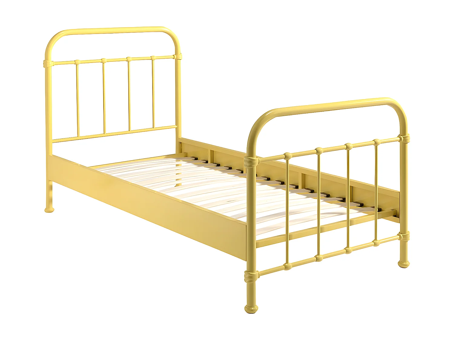 ARTEMIS - Lit à Barreaux 90x200cm en Métal Jaune
