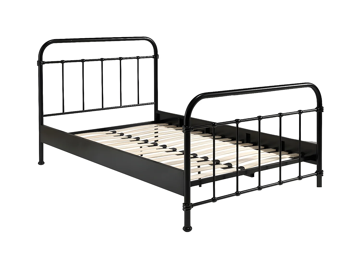 ARTEMIS - Lit à Barreaux 120x200cm en Métal Noir