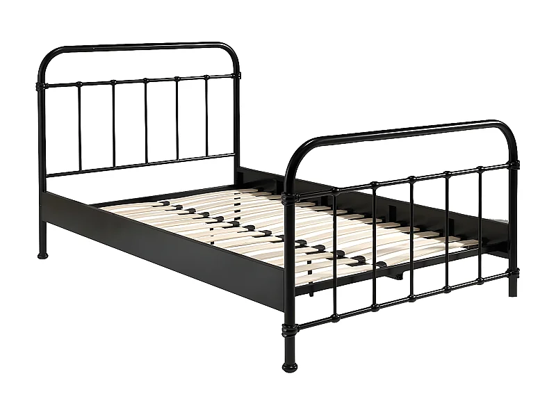 ARTEMIS - Lit à Barreaux 120x200cm en Métal Noir