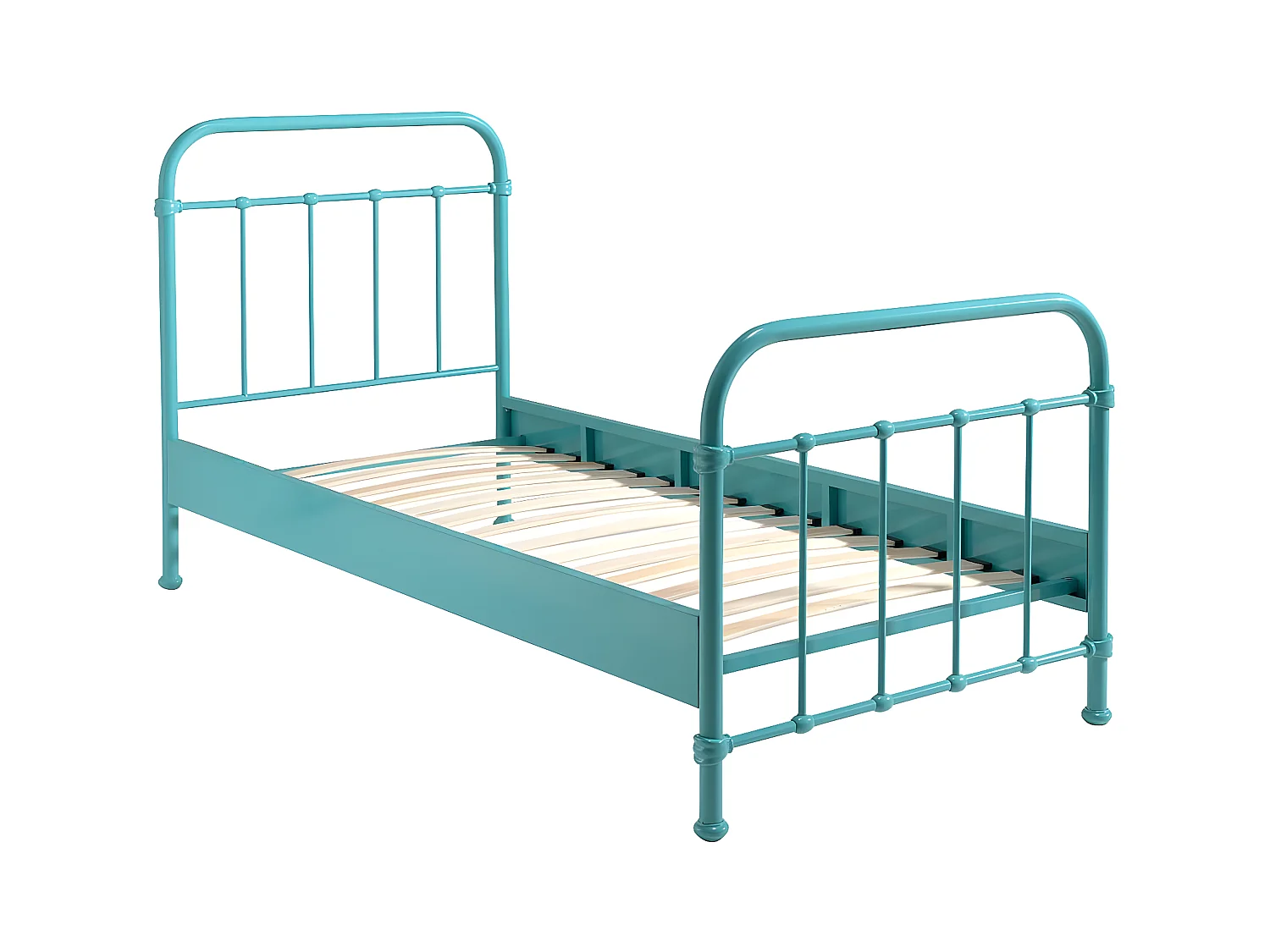ARTEMIS - Lit à Barreaux 90x200cm en Métal Turquoise
