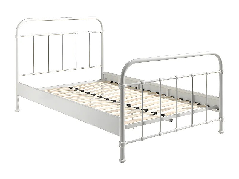 ARTEMIS - Lit à Barreaux 120x200cm en Métal Blanc