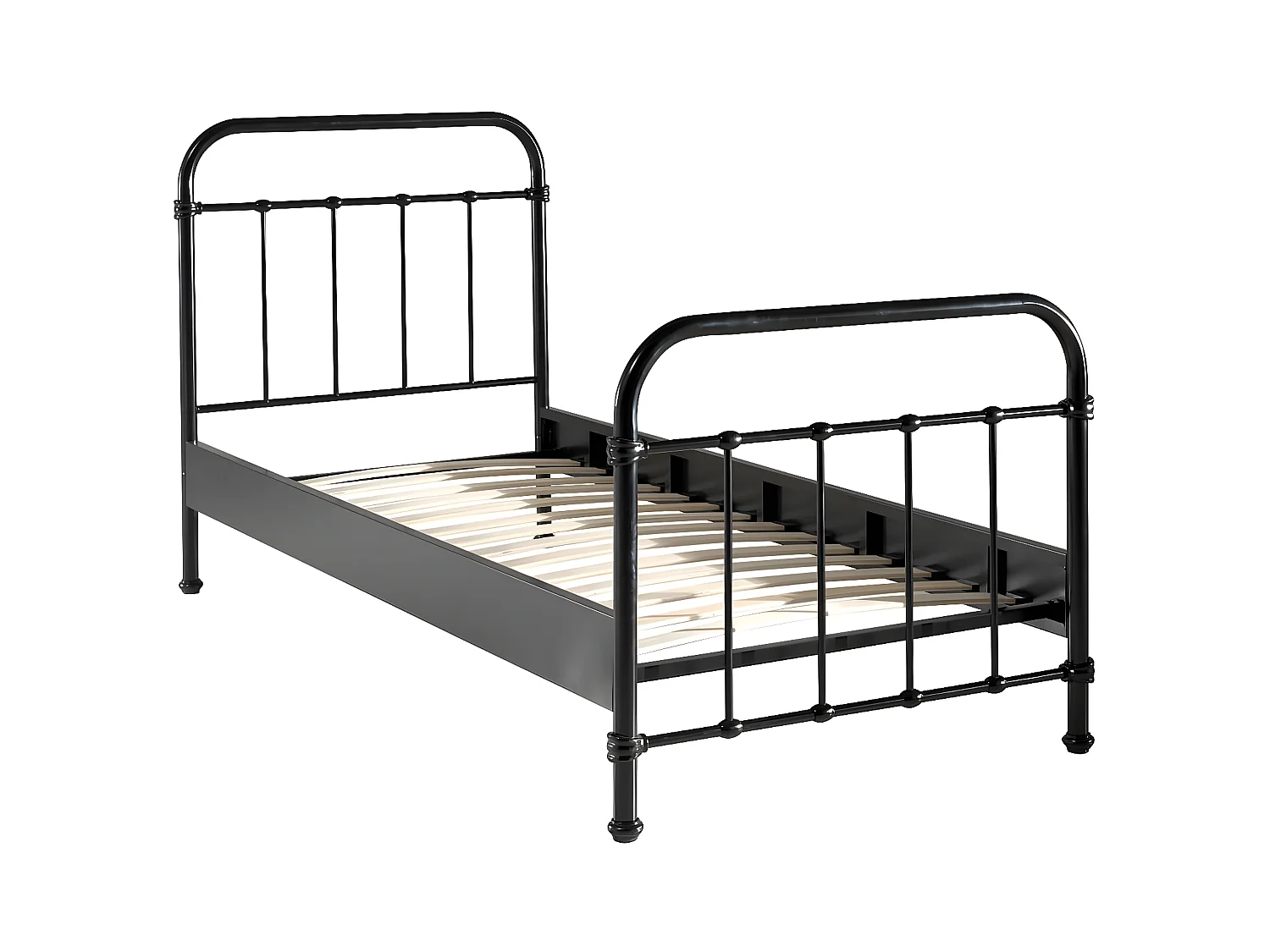 ARTEMIS - Lit à Barreaux 90x200cm en Métal Noir