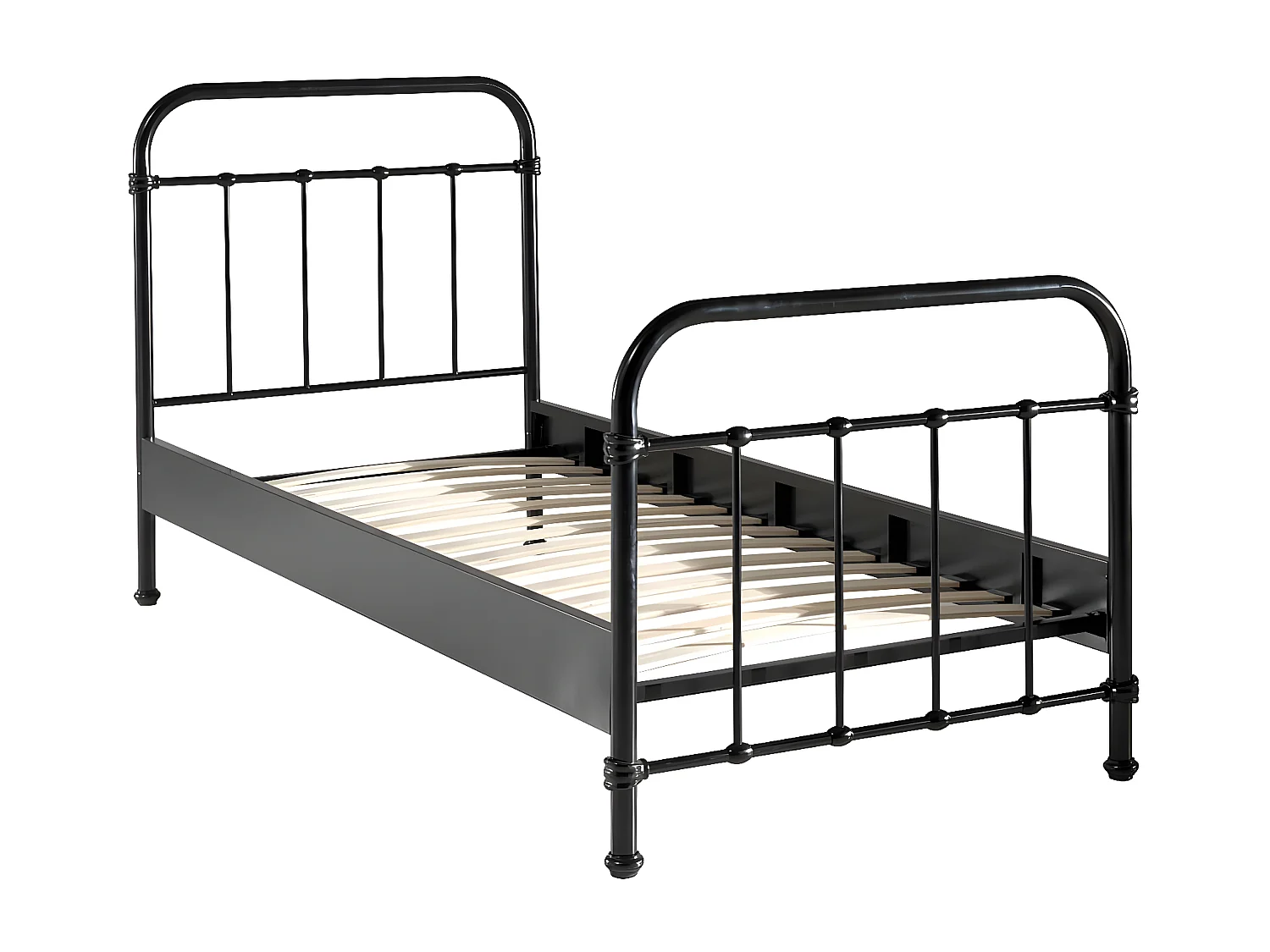 ARTEMIS - Lit à Barreaux 90x200cm en Métal Noir