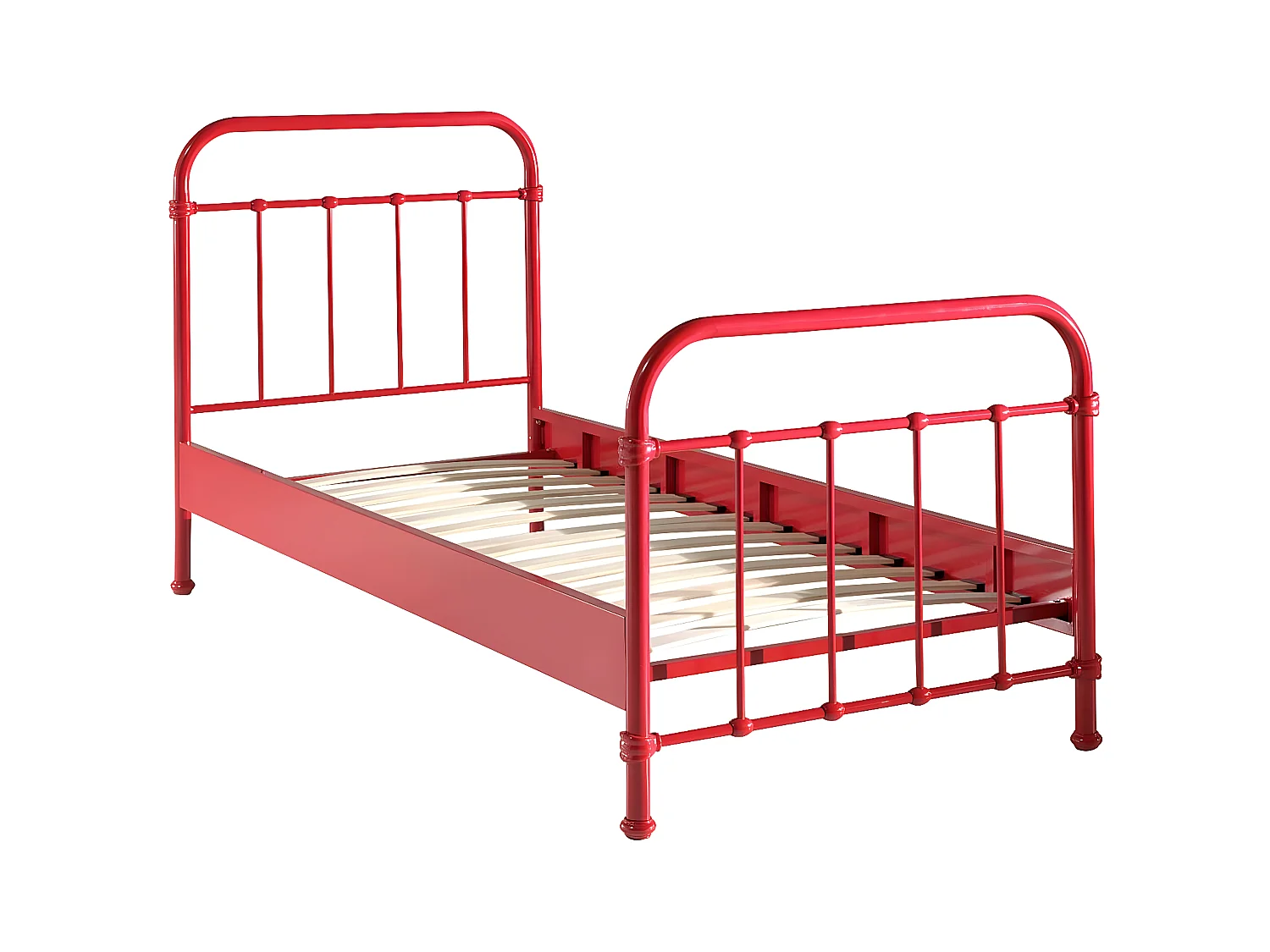 ARTEMIS - Lit à Barreaux 90x200cm en Métal Rouge