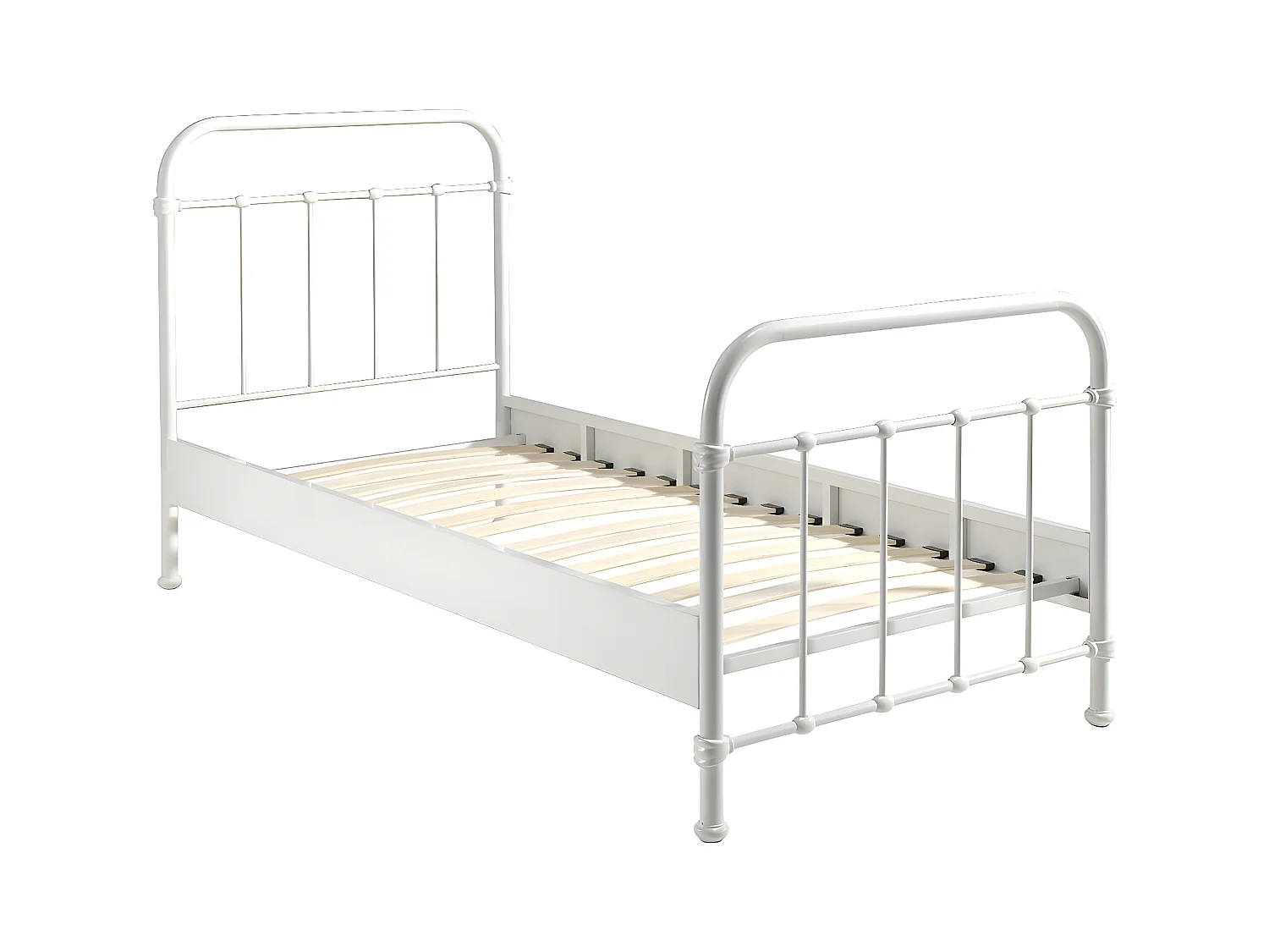 ARTEMIS - Lit à Barreaux 90x200cm en Métal Blanc