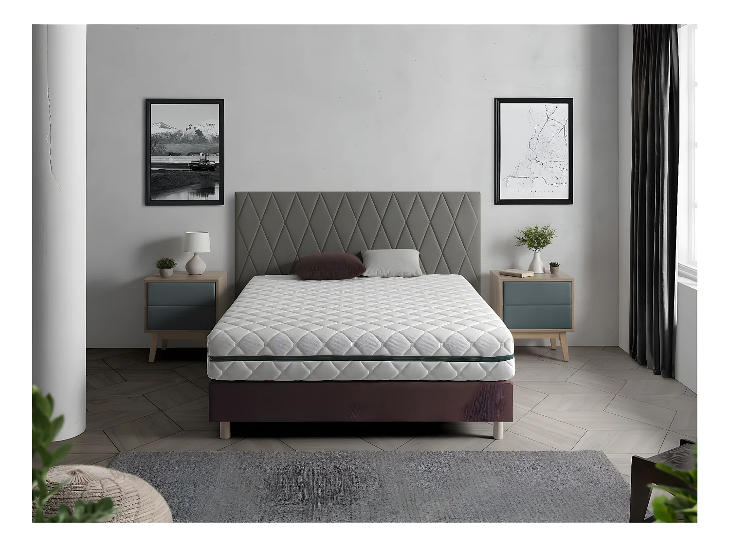 Matelas Déhoussable 150X180 EROS, Epaisseur 22 CM, Mousse Adaptative, Ergonomique. Soutien Equilibré
