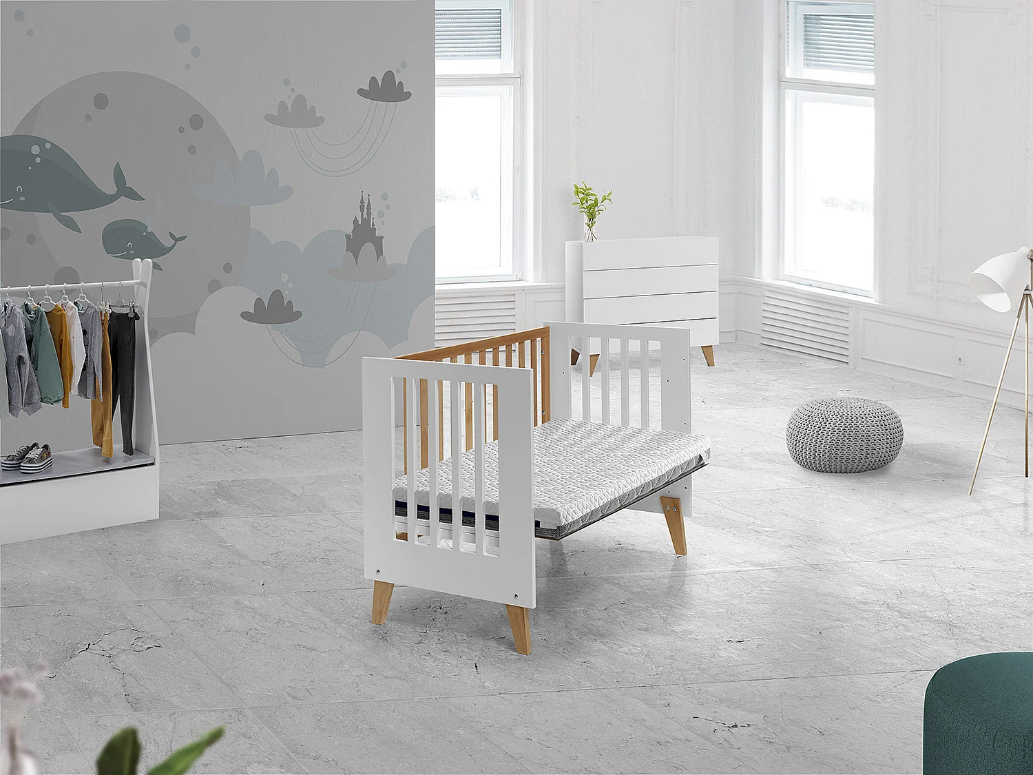 Matelas bebe mousse a memoire 57X117X11 CM THEO, respirant et dehoussable. Fermete ideale