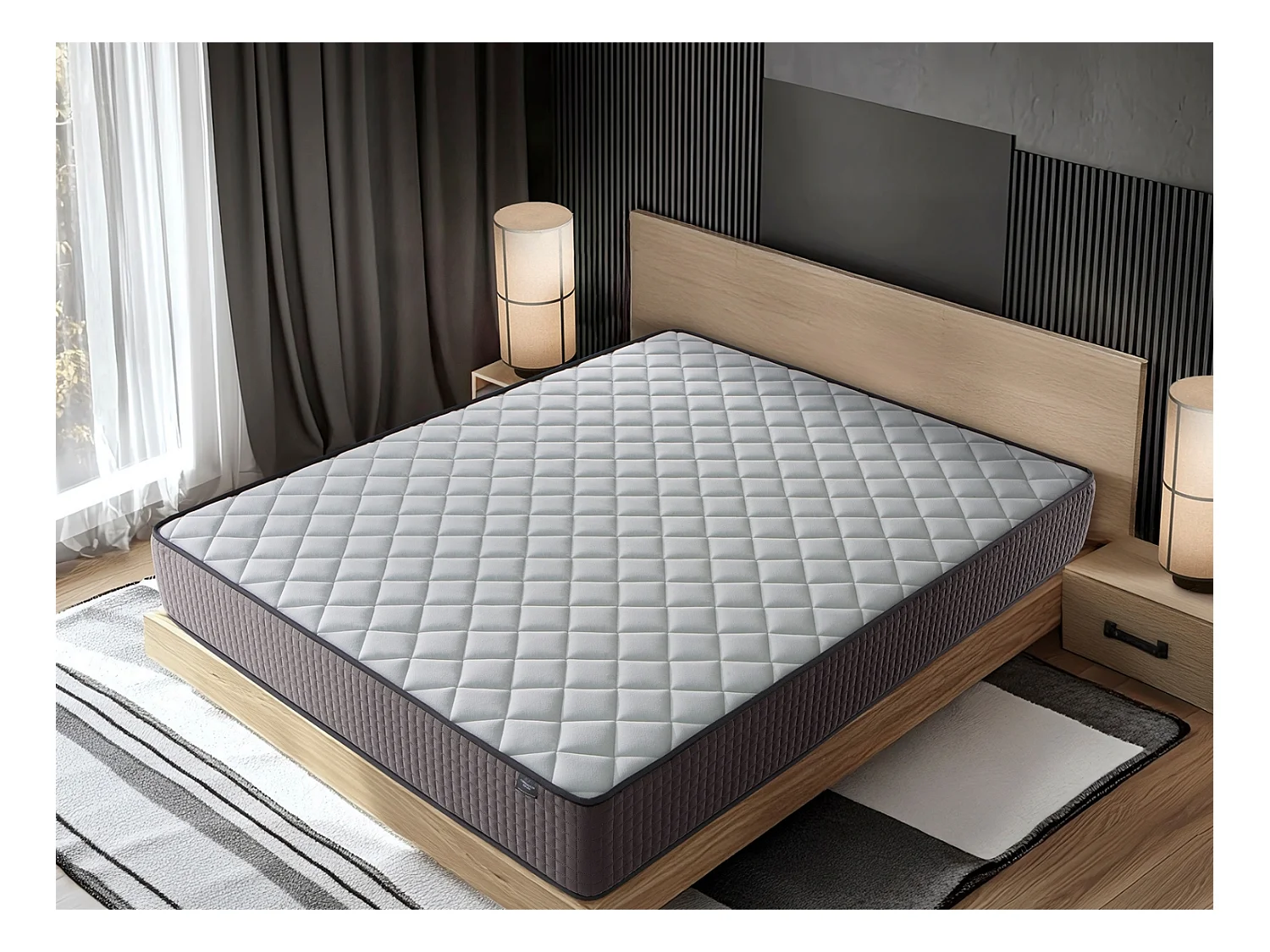 Matelas Ressorts Ensachés 105X190 CRONO, Epaisseur 24 CM, 7 zones de confort. Réducteur de point de pression