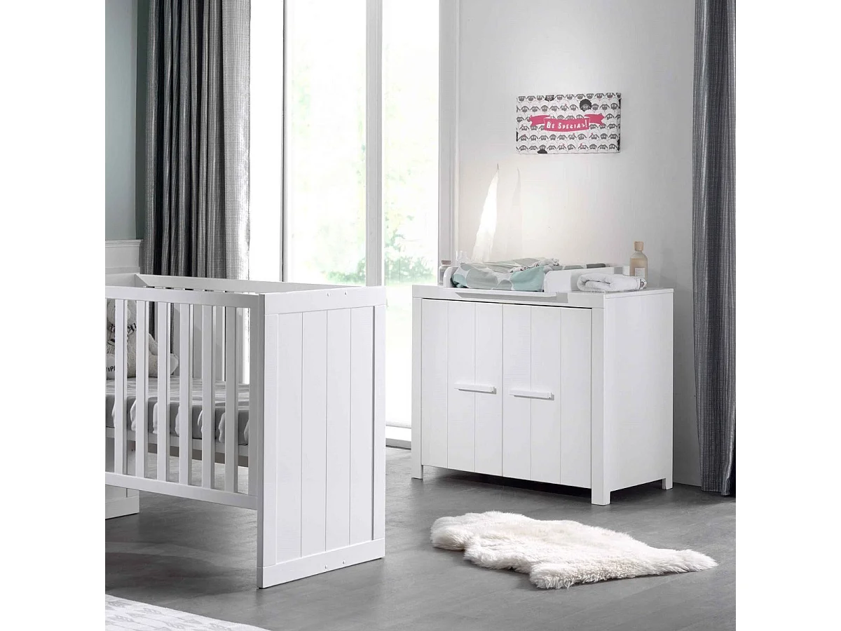 GASTON - Commode 2 Portes Laqué Blanc