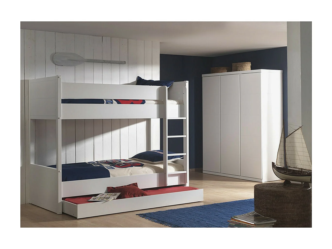 DEBBIE - Lits Superposés Réversibles 90x200cm Laqués Blanc