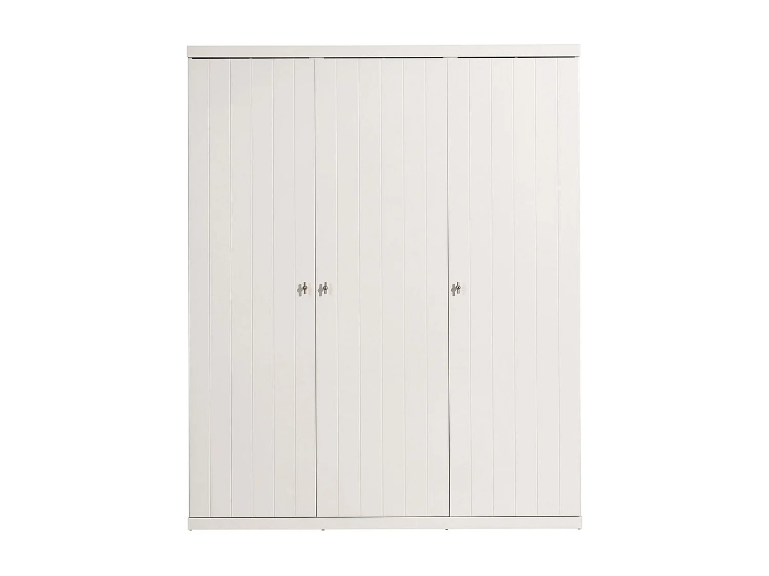 CLEO - Armoire 3 Portes Effet Lambris Blanc Laqué