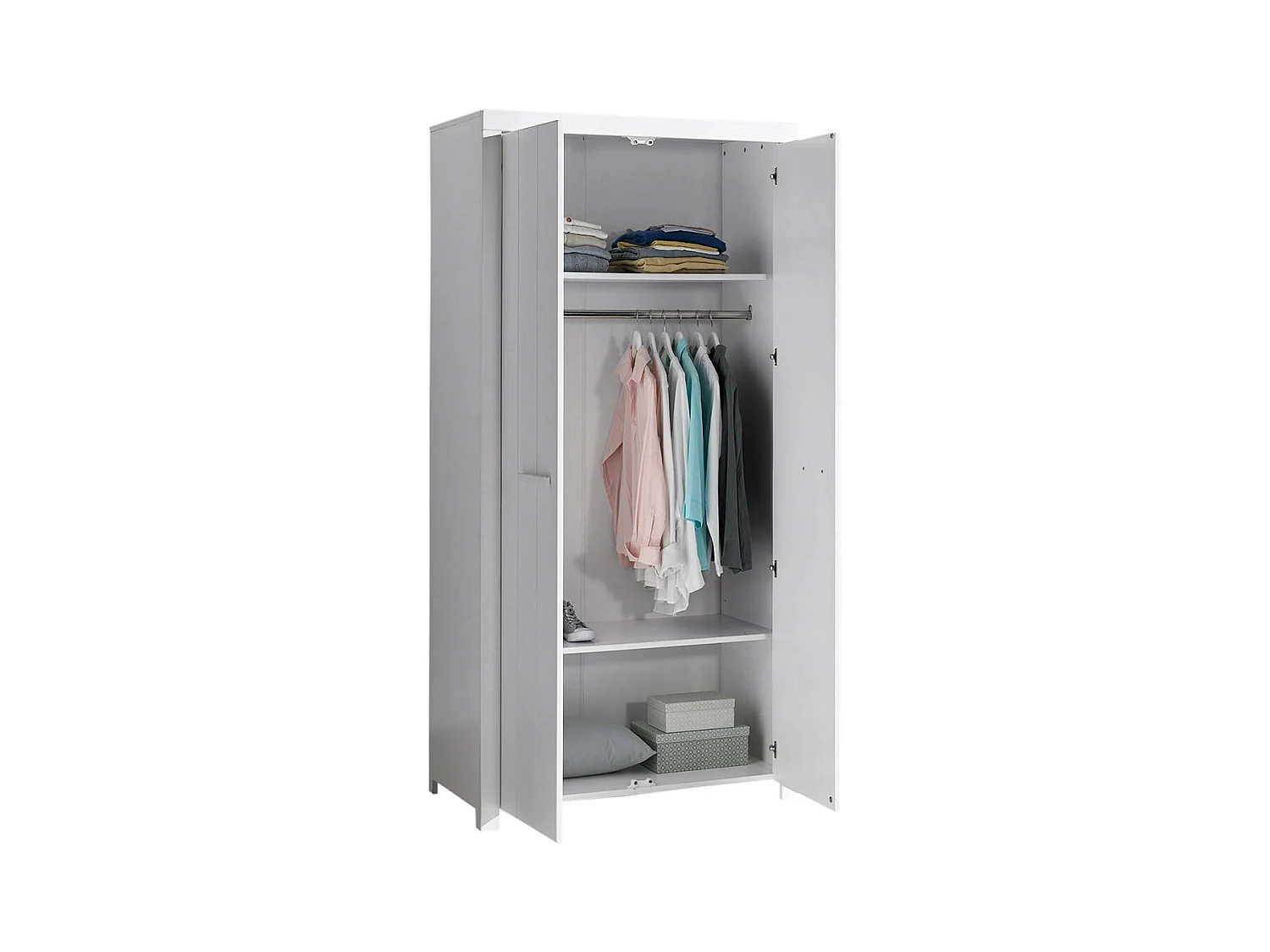 GASTON - Armoire 2 Portes Laqué Blanc