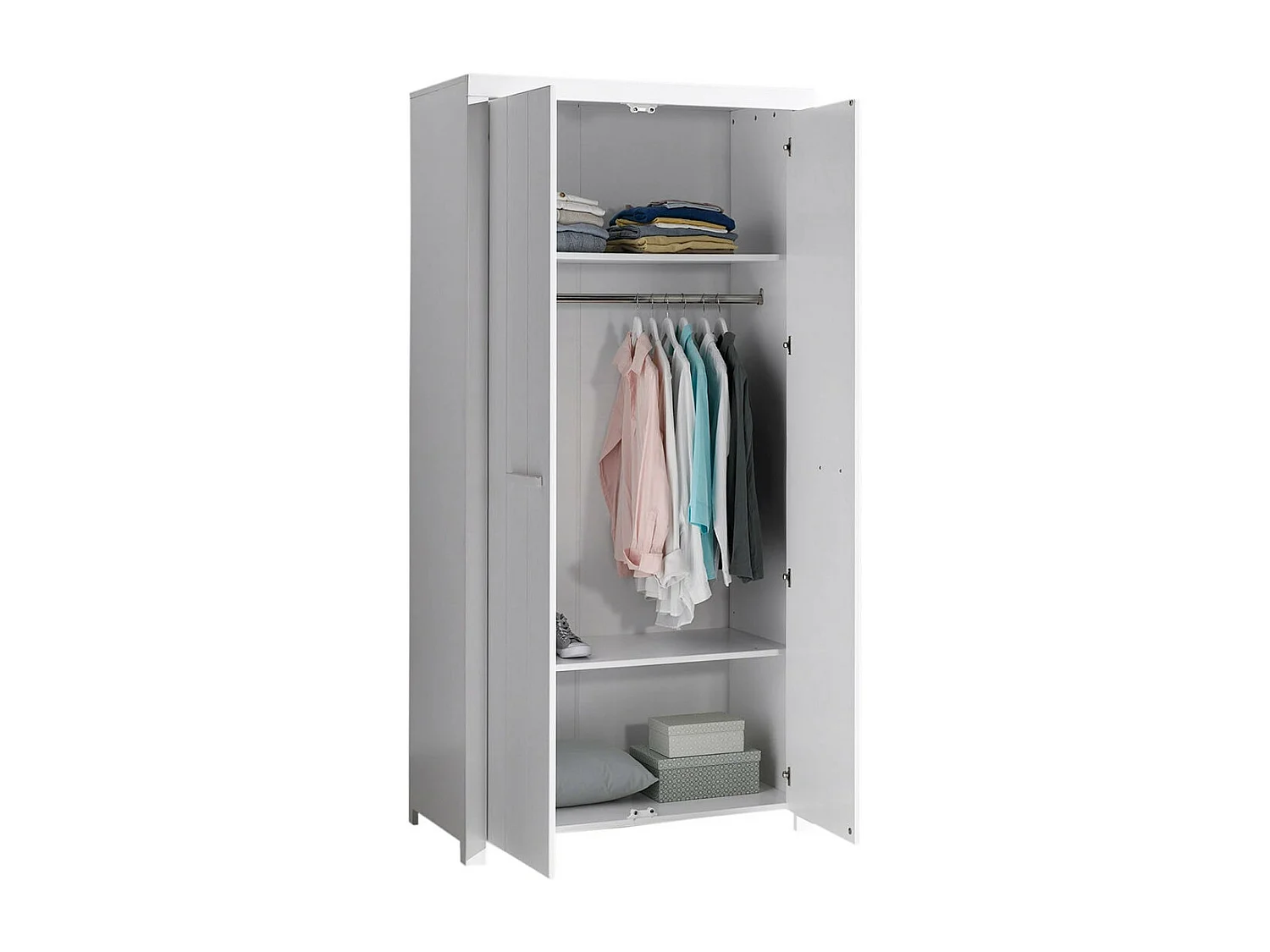 GASTON - Armoire 2 Portes Laqué Blanc
